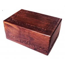 BOX  - WOODEN, CARVED-9.5"x6.5"x5"