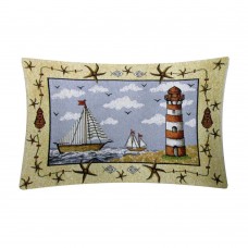 Cushion - Nautical, Lt. House + Boat - Cover Only