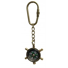 Marine Key Chain - Brass - Wheel Compass