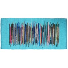 Chindi, Rugs - 27"X72" - Solid Clr. Border Cotton, Turquoise