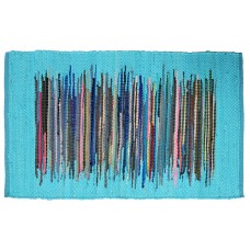 CHINDI,  RUGS - 48"X72" - SOLID CLR. BORDER COTTON, TURQUOISE