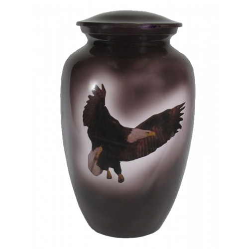 Urn Solid Metal Black Finish, Eagle