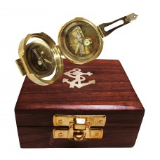 Marine Compass With Wooden Box - Brass (49011)