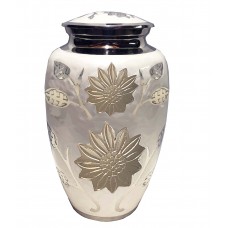 URN - SOLID BRASS - COUNTRY FLORAL
