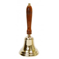 Bell, Wooden Handle 10.5" X 4.5" Brass Base
