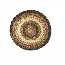 Braided Chair Pad, Jute - 15" Round- Cntr Red