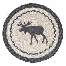 Braided Jute Chair Pad, Printed-15" Round - Moose